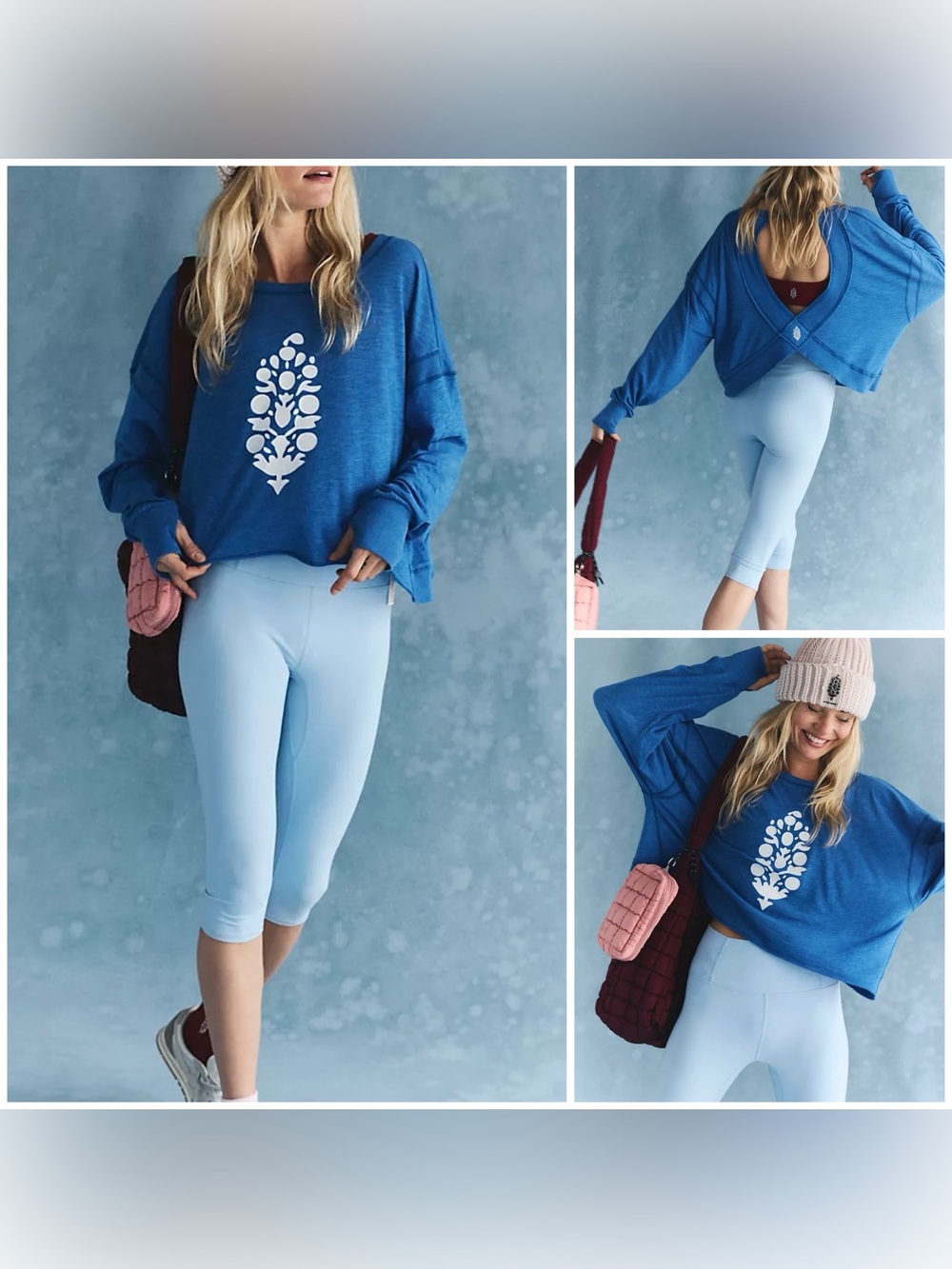 NWT Free People FP Movement My Time Logo Layer - blue - medium